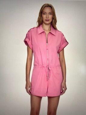 Pistola Meg Zip Front Short Sleeve Romper with Utility Sleeve